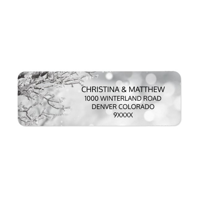 Winter Wonderland Snow Branch Wedding Return Address Label (Front)