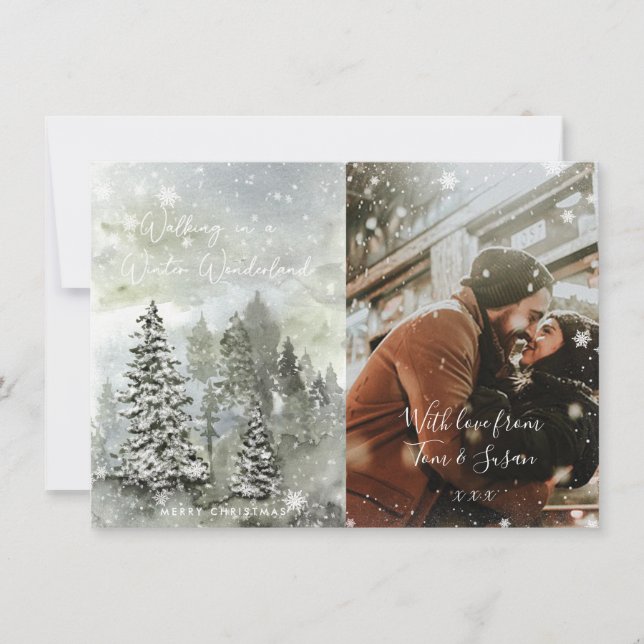 winter wonderland snow christmas photo card (Front)