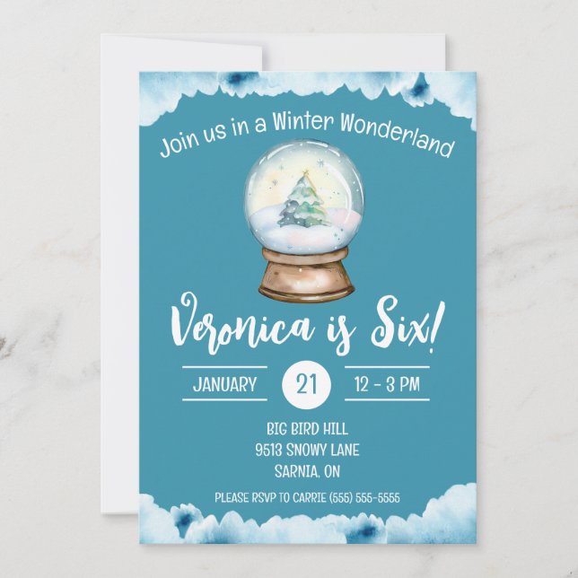 Winter Wonderland, Snow Globe Kids' Birthday Party Invitation (Front)
