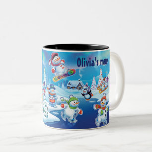 Winter Wonderland snow people mug custom name