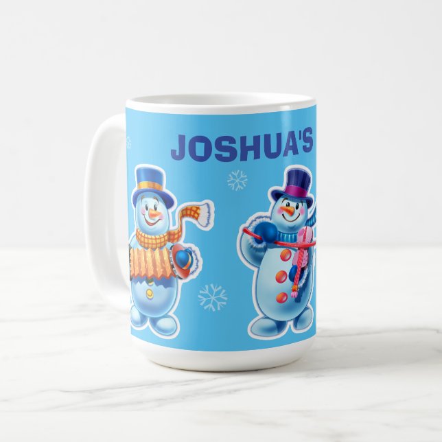 Winter Wonderland snow people mug custom name (Front Left)