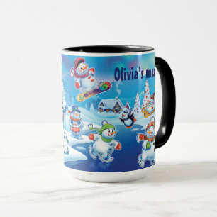 Winter Wonderland snow people mug custom name