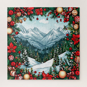 Winter Wonderland Snow Scene For Adults Kids Jigsaw Puzzle