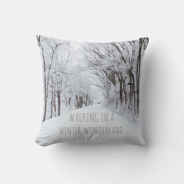 Winter Wonderland Snow Scene Holiday Pillow (Front)