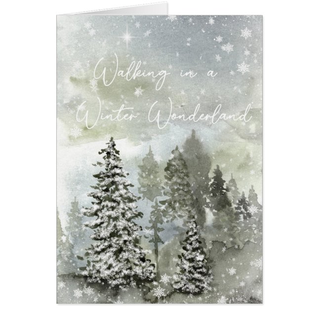 winter wonderland snow scene rustic christmas card (Front)