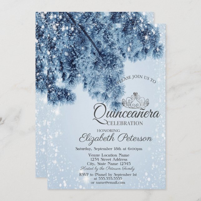 Winter Wonderland,Snow,Snowflakes Quinceañera Invitation (Front/Back)