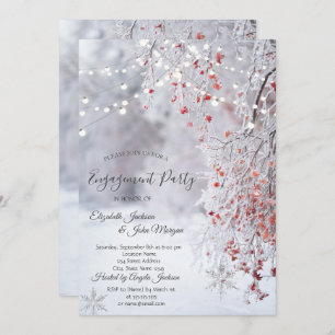 Winter Wonderland,Snow String Lights Engagement Invitation