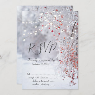 Winter Wonderland,Snow String Lights RSVP  Invitation