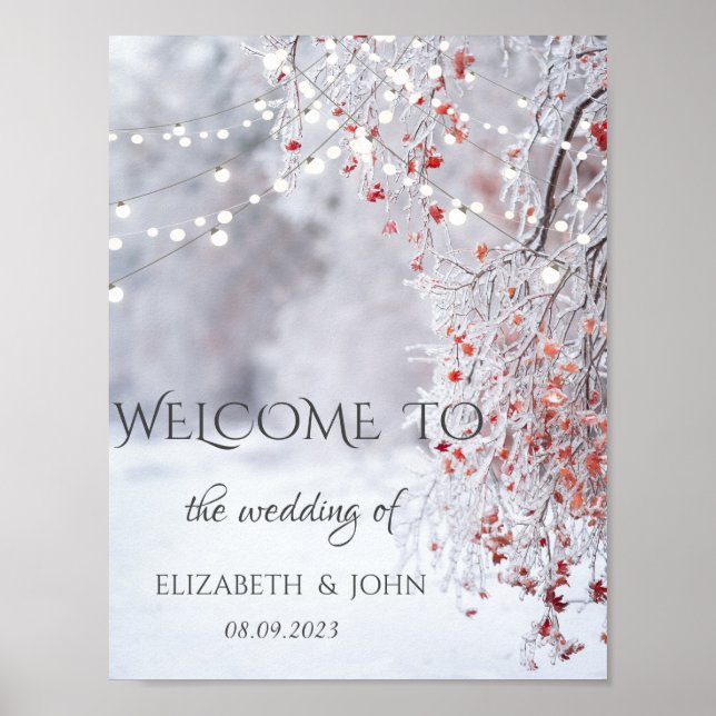 Winter Wonderland,Snow String Lights Wedding   Poster (Front)