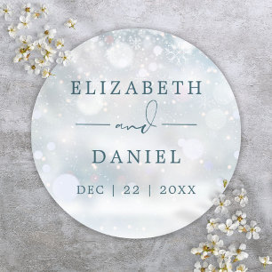 Winter Wonderland Snow Wedding Favour Classic Round Sticker