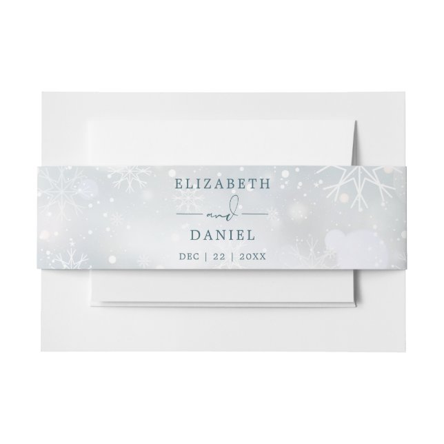 Winter Wonderland Snow Wedding Invitation Belly Band (Front Example)