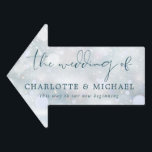 Winter Wonderland Snow Wedding This Way Arrow Garden Sign<br><div class="desc">This elegant winter wonderland snow wedding direction sign can be personalised with your information in chic lettering. Designed by Thisisnotme©</div>