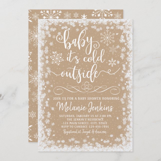 Winter Wonderland Snowflake Baby Shower Invitation (Front/Back)