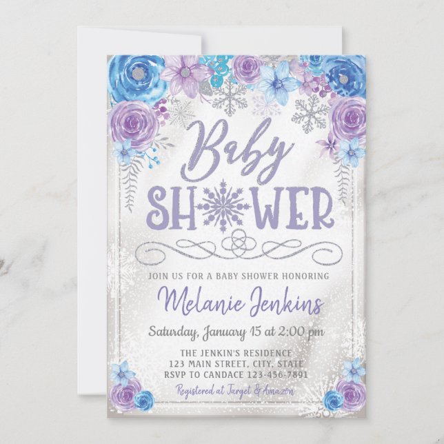 Winter Wonderland Snowflake Baby Shower Invitation (Front)