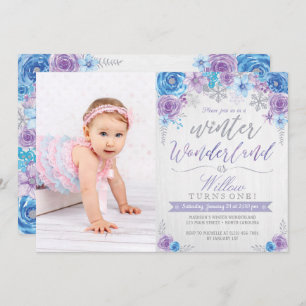Winter Wonderland Snowflake Birthday Invitation