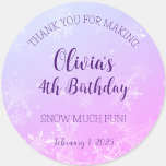 Winter Wonderland Snowflake Thank You Birthday Classic Round Sticker<br><div class="desc">Celebrate the birthday girl with this blue and purple Winter Wonderland Frozen Snowflake Birthday Round Sticker Thank You Labels! All text can be changed,  including age.</div>