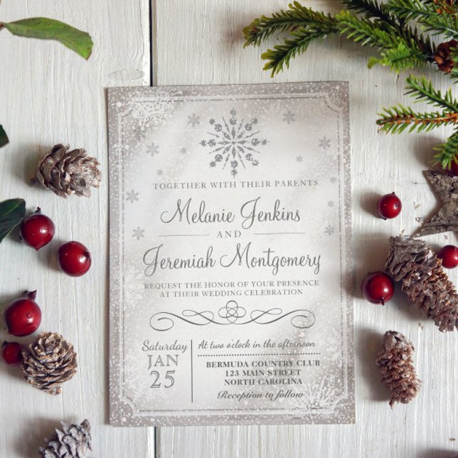 Winter Wonderland Snowflake Wedding Invitations (Creator Uploaded)