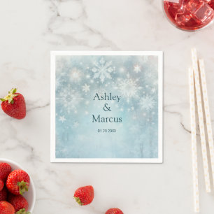 Winter Wonderland Snowflake Wedding RSVP Napkin