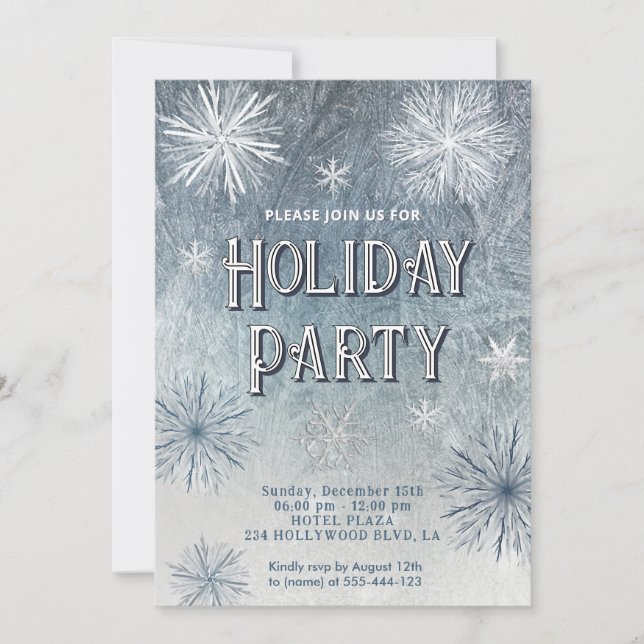 Winter wonderland snowflakes company party  invitation (Front)