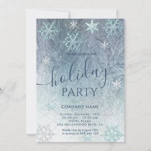 Winter wonderland snowflakes company party invitation