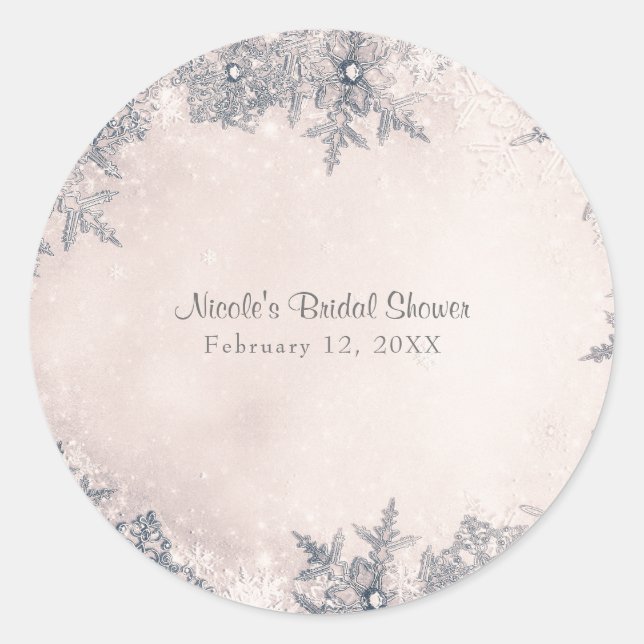 Winter Wonderland Snowflakes Creamy White Elegant Classic Round Sticker (Front)