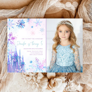 Winter Wonderland Snowflakes Girl Snow Birthday Invitation