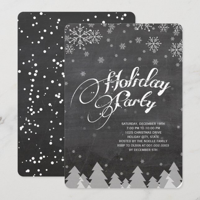 Winter Wonderland Snowflakes Holiday Party Invite (Front/Back)