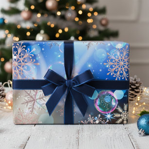 Winter Wonderland Snowflakes Lights And Bubbles Wrapping Paper Sheet