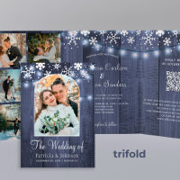 Winter wonderland snowflakes photo QR RSVP wedding