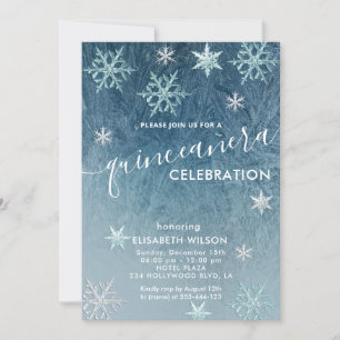 Winter wonderland snowflakes  Quinceañera  Invitation
