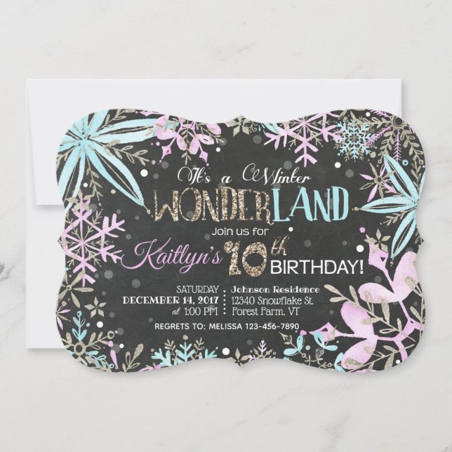 Winter Wonderland Snowflakes Sparkle Birthday Holiday Card (Front)