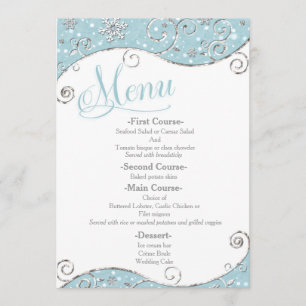 Winter Wonderland Snowflakes Swirl Wedding Menu