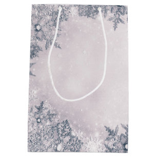 Winter Wonderland Snowflakes White Elegant Medium Gift Bag