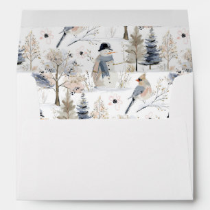 Winter Wonderland Snowman and Bird Pattern Envelope