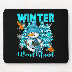 Winter Wonderland Snowman And Snowflakes Cozy Wint Mouse Pad