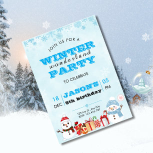 Winter Wonderland Snowman Birthday Party Invite