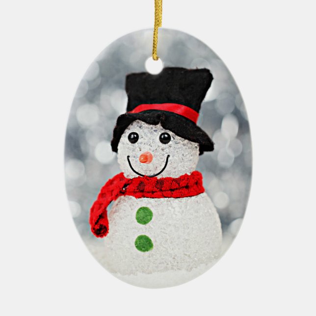 Winter Wonderland Snowman Ceramic Tree Decoration (Front)