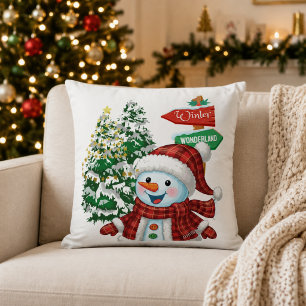 Winter Wonderland Snowman Christmas Cushion