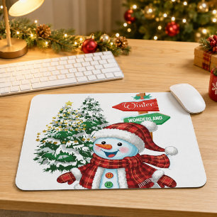 Winter Wonderland Snowman Christmas Mouse Pad