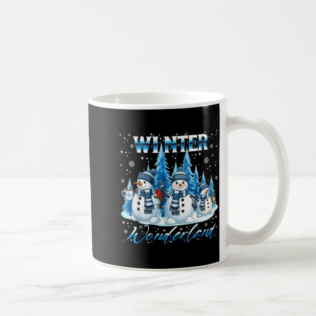 Winter Wonderland Snowman Family Snowflake Cozy Wi Coffee Mug (Right)