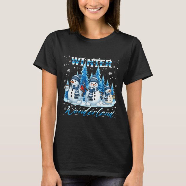 Winter Wonderland Snowman Family Snowflake Cozy Wi T-Shirt (Front)
