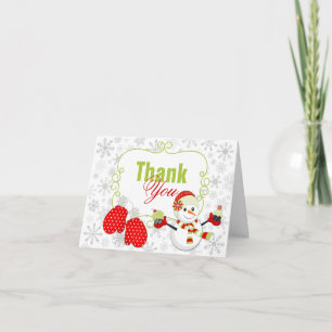 Winter Wonderland Snowman Mittens Thank You Card