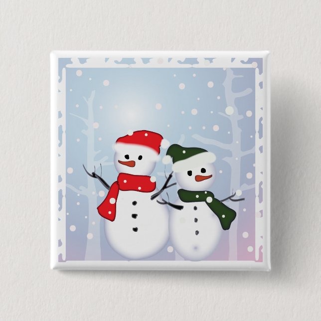 Winter Wonderland Snowman Our First Christmas 15 Cm Square Badge (Front)