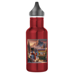Winter Wonderland Snowman's Hot Chocolate Cart 532 Ml Water Bottle