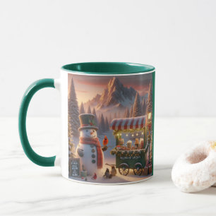Winter Wonderland Snowman's Hot Chocolate Cart Mug