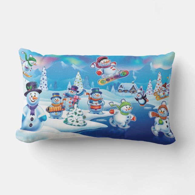 Winter wonderland snowmen cushion (Front)
