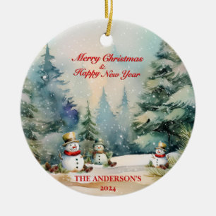 Winter Wonderland Snowmen Holiday Ceramic Ornament