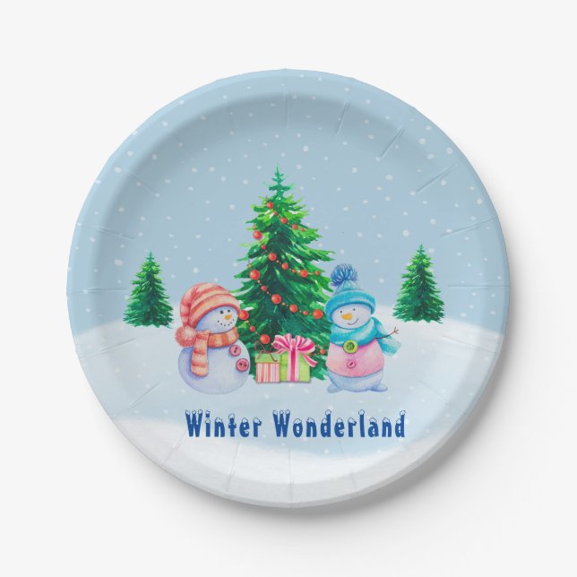 Winter Wonderland Snowmen Paper Plate (Front)