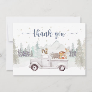 Winter Wonderland, Snowy Animals & Truck Thank You Card
