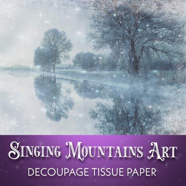 Winter Wonderland Snowy Forest and Pond Decoupage Tissue Paper (Creator Uploaded)